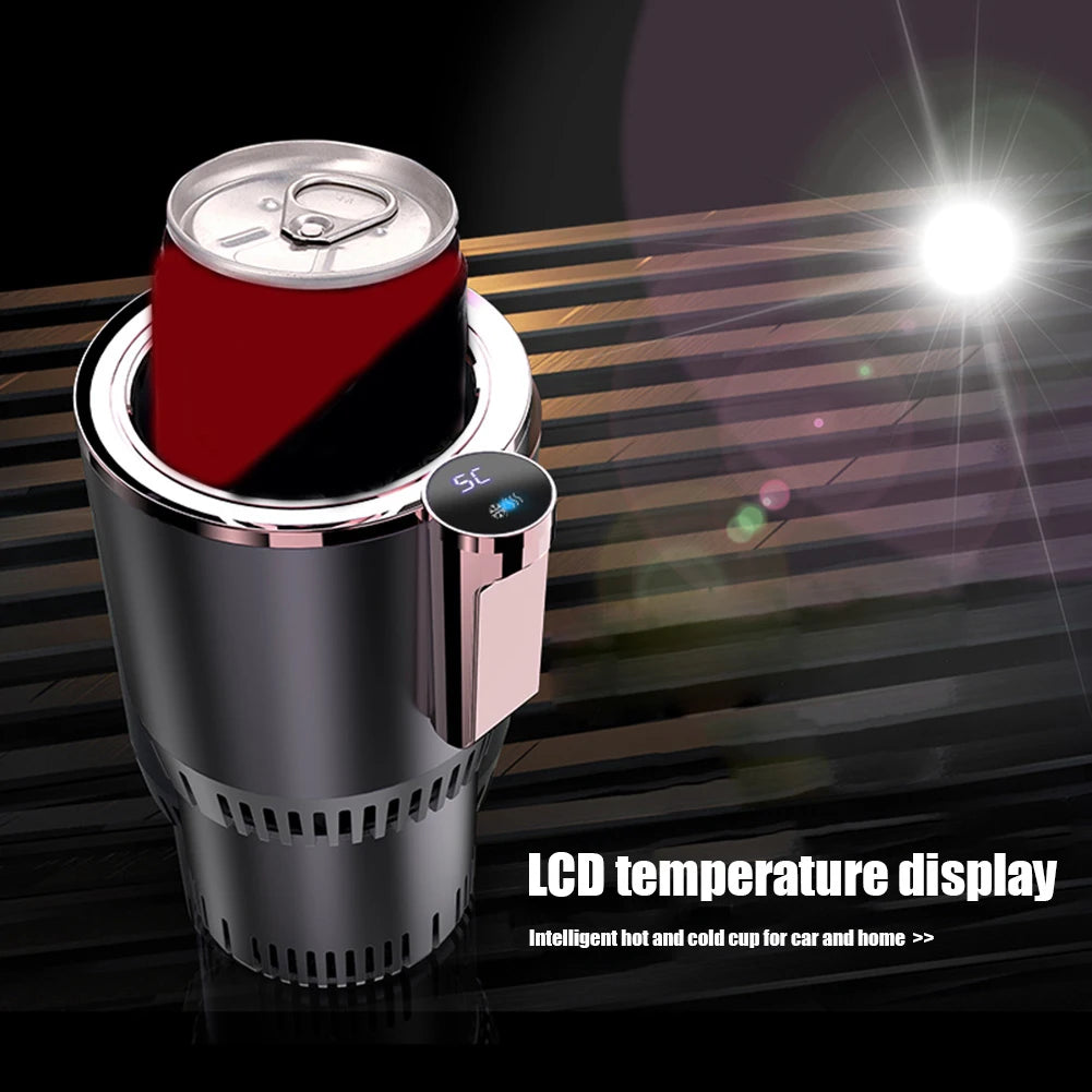 12V Smart Cooling & Heating Car Cup with Temp Display 2 In 1 Electric Coffee Milk Warmer Cooler Beverage Mug Holder