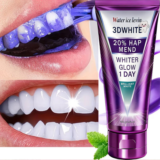 20% HAP 3D White Toothpaste - 1 Day Whiter Teeth, Deep Stain Remover, Cool Menthol for Fresh Breath & Strong Enamel