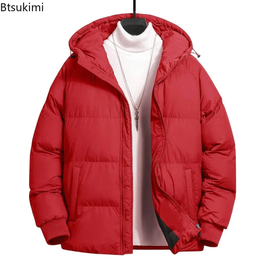 Men's Winter Coat Casual Sport Jacket Cotton Thickened Hooded Jacket Casual Sport Loose Solid Hooded Autumn Winter Warm Jackets