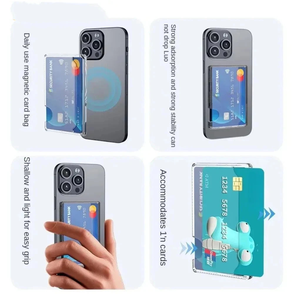 Magnetic Wallet Magnetic Phone Case Strong Adsorption Storage Box Portable Card Slots Cover For Magsafe Card Holder For iPhone