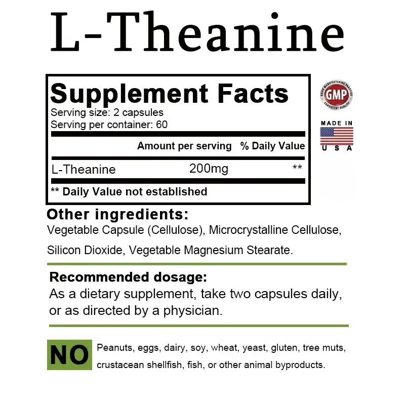 L-Theanine - Stress Relieving Supplement, for Healthy Mood and Promote Relaxation, Improves Focus