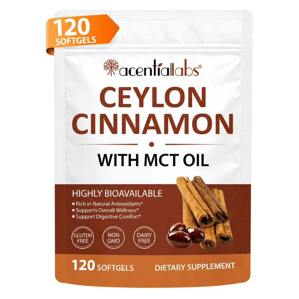 Ceylon Cinnamon Softgels MCT Oil 600mg Highly Bioavailable Antioxidant Support Digestive Comfort Wellness Non GMO 120 Count