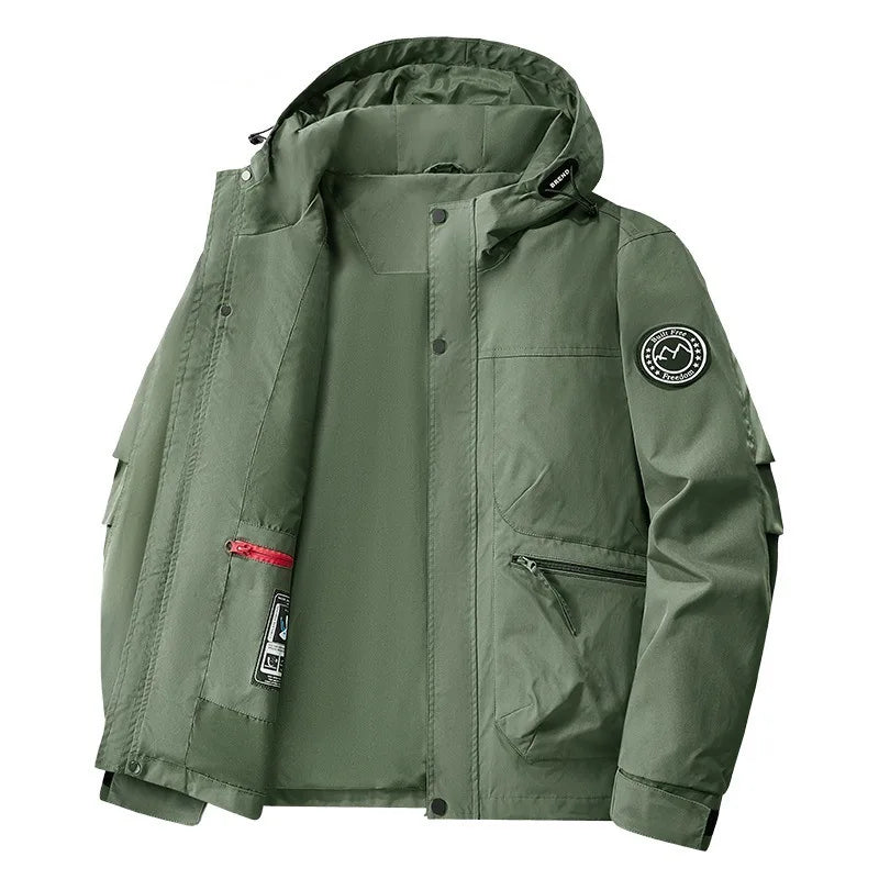 Thermal Winter Coat for Men Heavy Duty Warm Padded Jacket with Hood Windproof Loose Fit Outdoor Anorak for Cold Weather Fashion