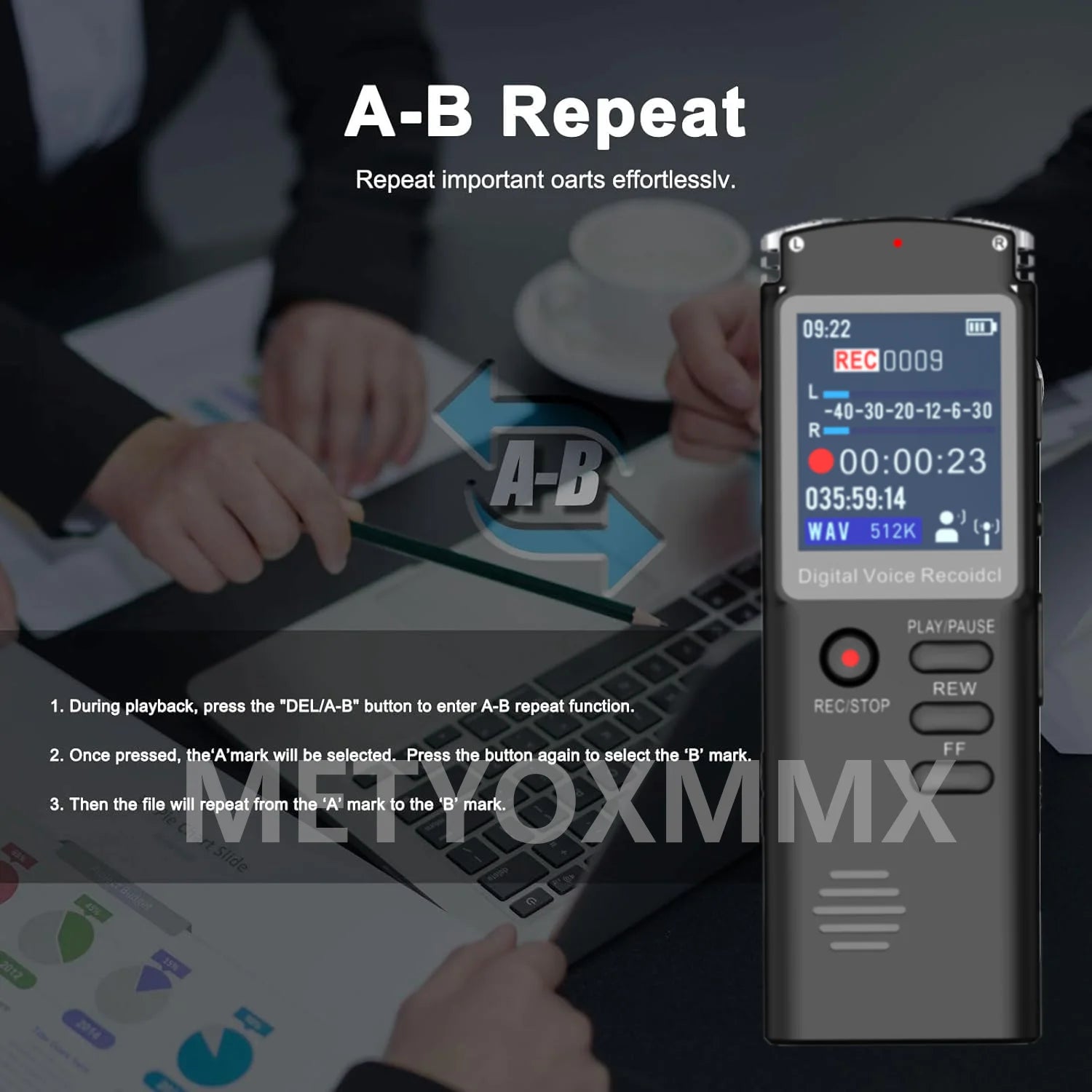 Voice Recorder - Voice Activated Recorder with Earphone & USB Charge Cable, Digital Voice Recorder with Playback for Lectures &