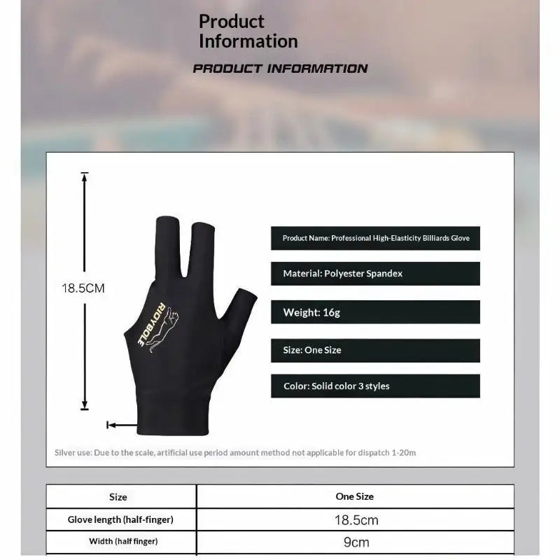 Soft Left Hand Billiard Glove Silicone Anti-Slip Elastic Breathable for Daily Snooker Training Exercise