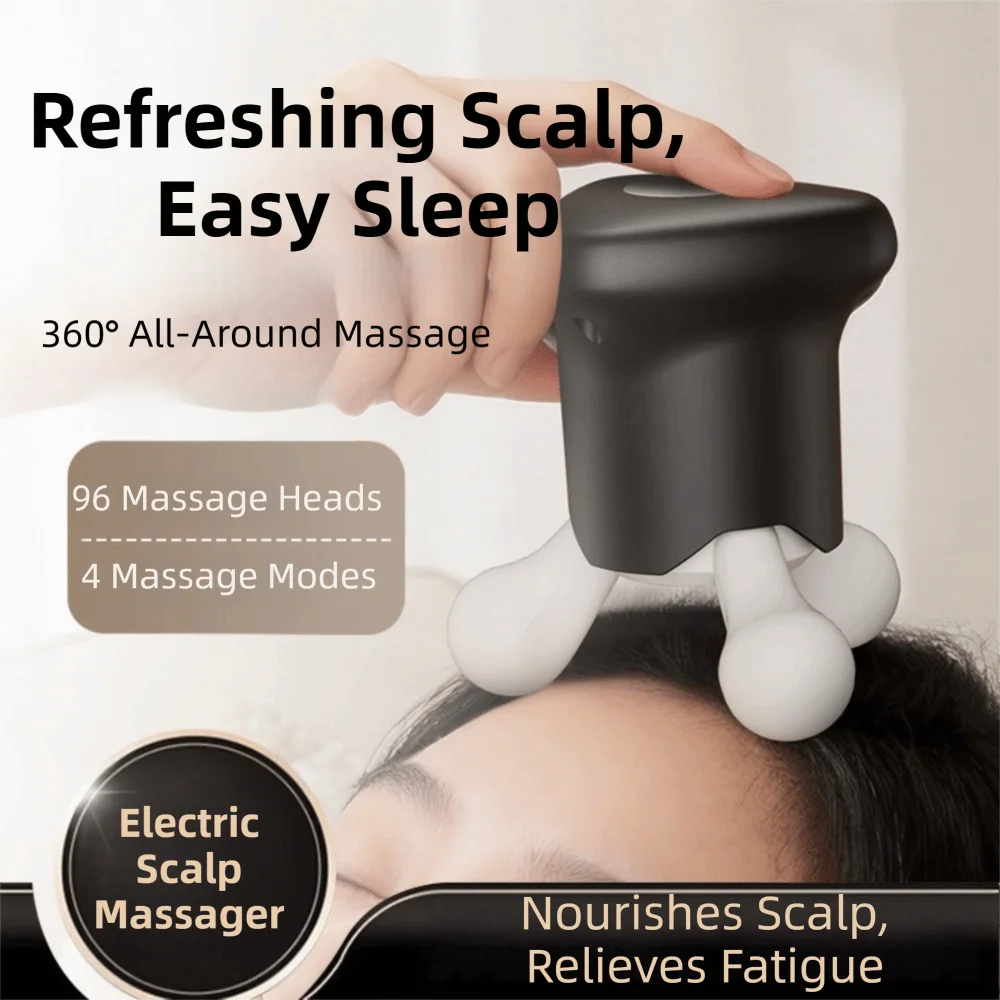 Mini Electric Scalp Massager Kneading 4 Adjustable Modes Body Massage Tool Vibrating Silent Portable USB Massage Device