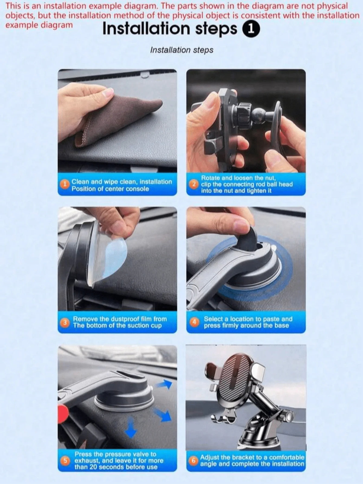 1pc Suction Cup Car Phone Holder Suction Cup Car Phone Holder An In-Car Holder Suitable for Smartphones and Tablets