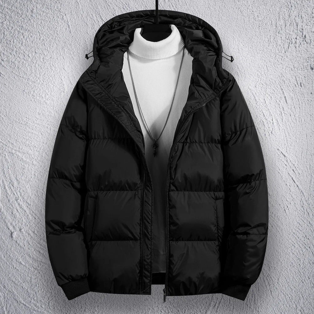 Men's Winter Coat Casual Sport Jacket Cotton Thickened Hooded Jacket Casual Sport Loose Solid Hooded Autumn Winter Warm Jackets
