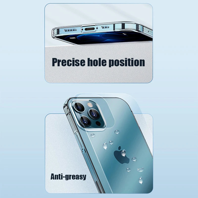 Ultra Thin Clear Phone Case For iPhone 11 12 13 14 15 16 Pro Max Plus 13 Mini X Xr Xs 16E Silicone Soft Transparent Back Cover