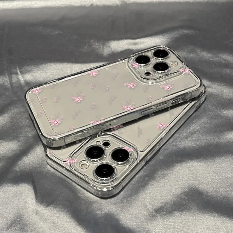 Transparent Flower Phone Case For iPhone 11 Case for iPhone 13 15 14 12 16 Pro Max XR XS X 7 8 SE Aesthetic Floral Cover Funda
