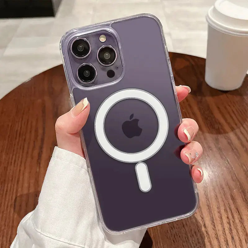 Magnetic Transparant Phone Case For iPhone 16 15 14 Plus 11 Pro 13 12 mini 7 8 X Xs Max XR Magsafe Wireless Charging Case Cover