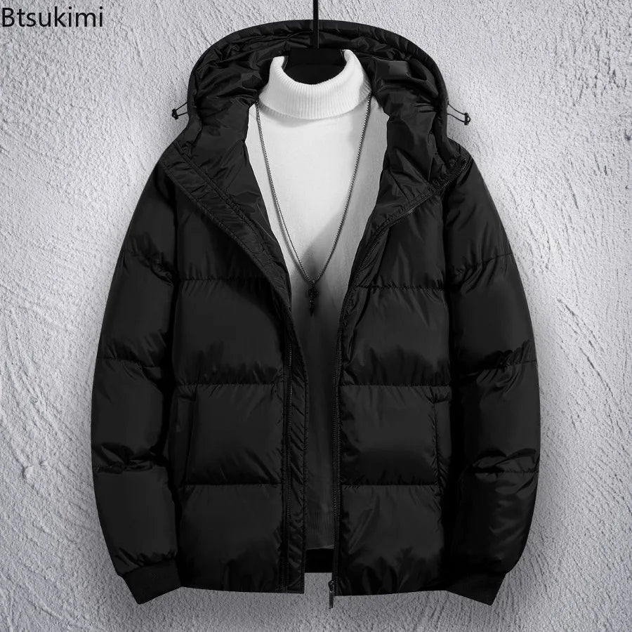 Men's Winter Coat Casual Sport Jacket Cotton Thickened Hooded Jacket Casual Sport Loose Solid Hooded Autumn Winter Warm Jackets