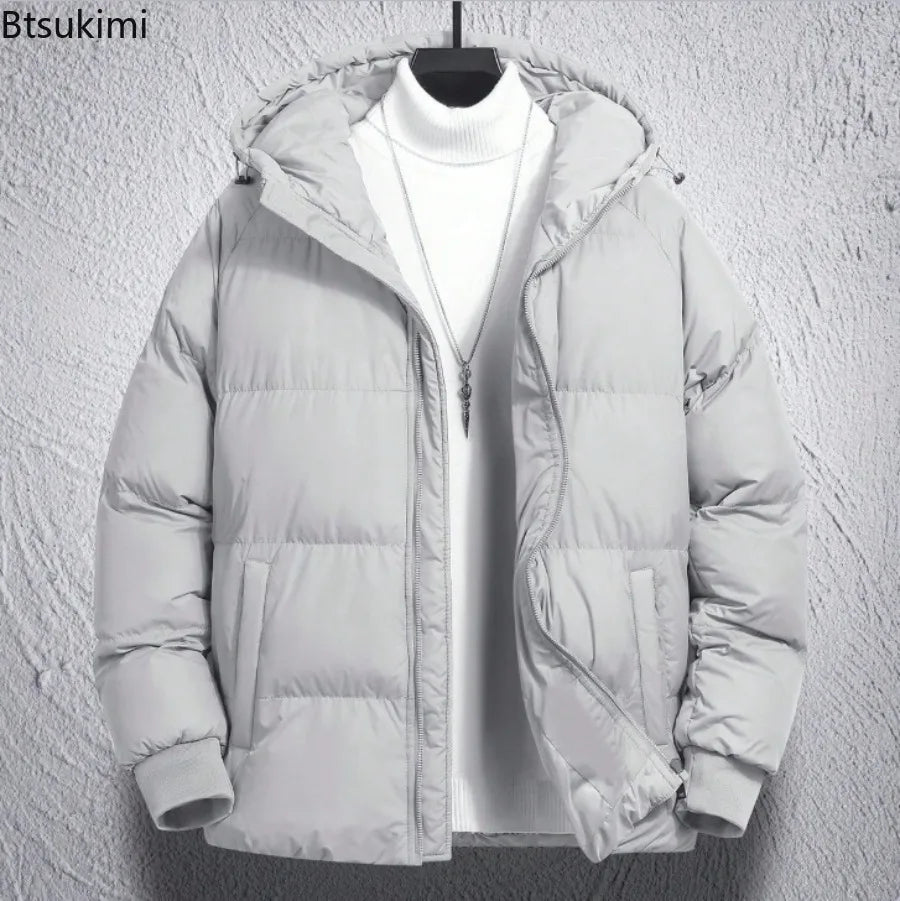 Men's Winter Coat Casual Sport Jacket Cotton Thickened Hooded Jacket Casual Sport Loose Solid Hooded Autumn Winter Warm Jackets