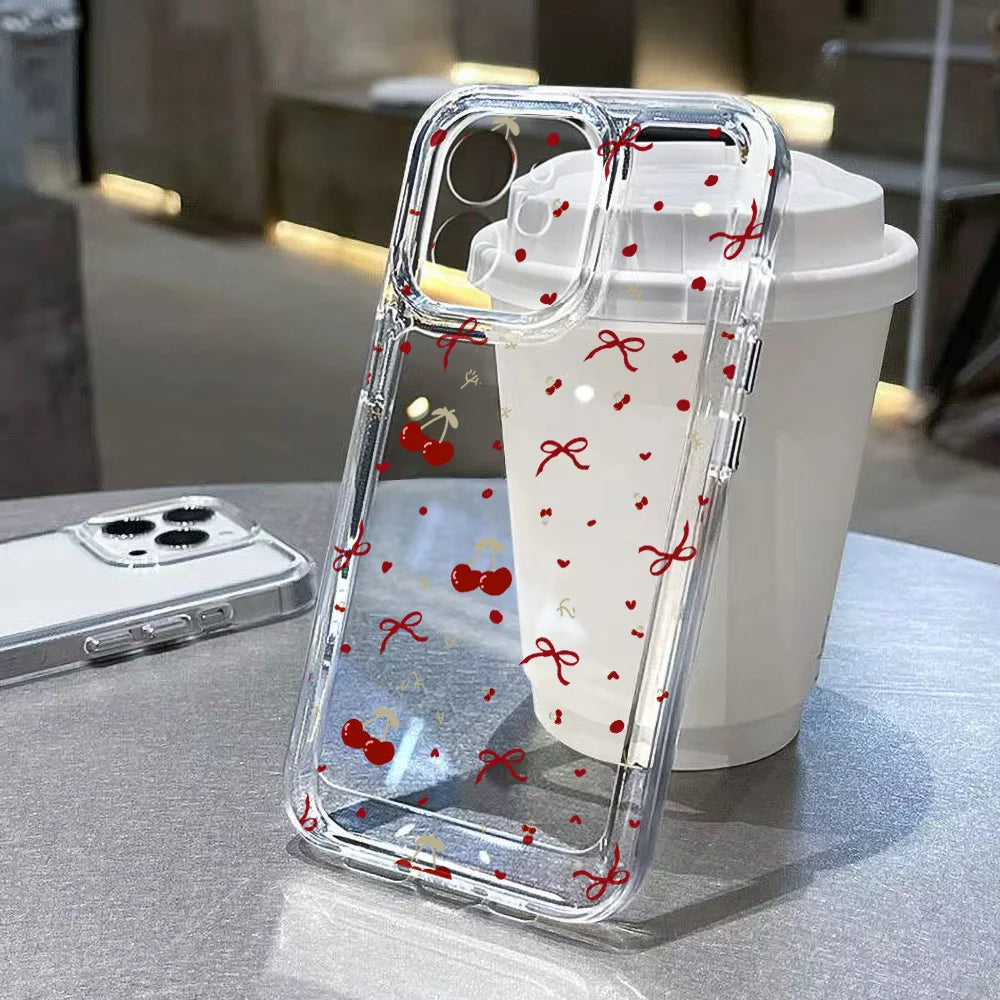 Transparent Flower Phone Case For iPhone 11 Case for iPhone 13 15 14 12 16 Pro Max XR XS X 7 8 SE Aesthetic Floral Cover Funda