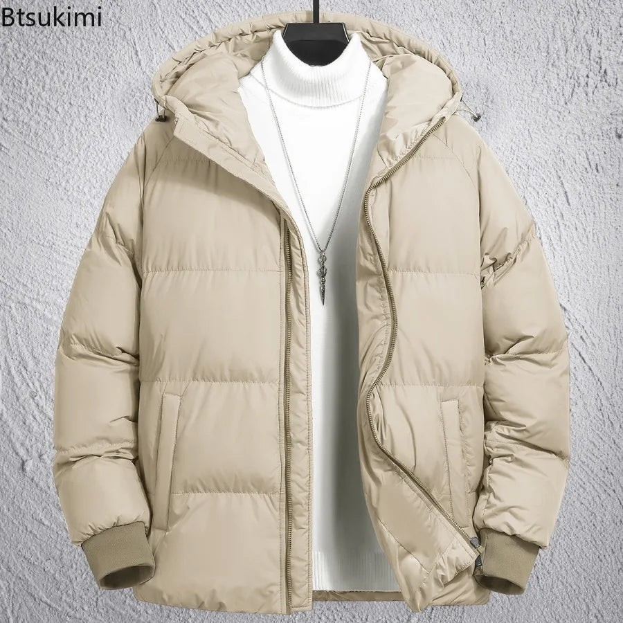 Men's Winter Coat Casual Sport Jacket Cotton Thickened Hooded Jacket Casual Sport Loose Solid Hooded Autumn Winter Warm Jackets