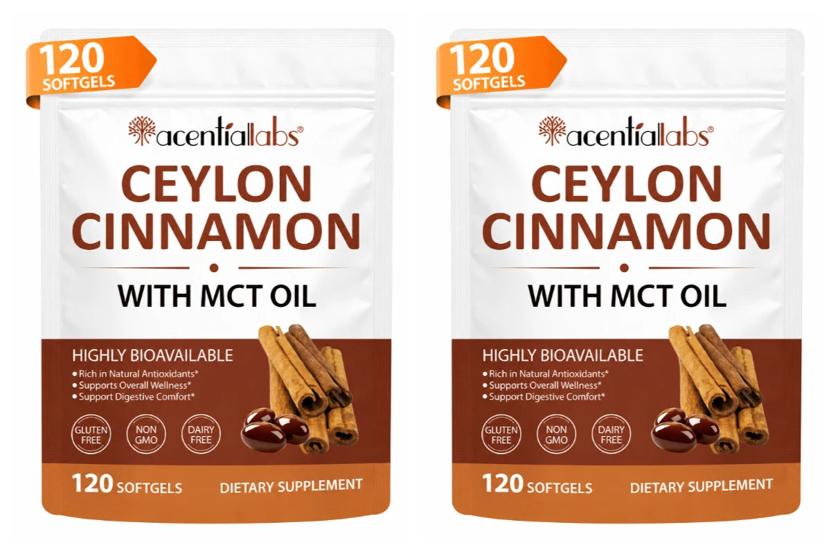 Ceylon Cinnamon Softgels MCT Oil 600mg Highly Bioavailable Antioxidant Support Digestive Comfort Wellness Non GMO 120 Count