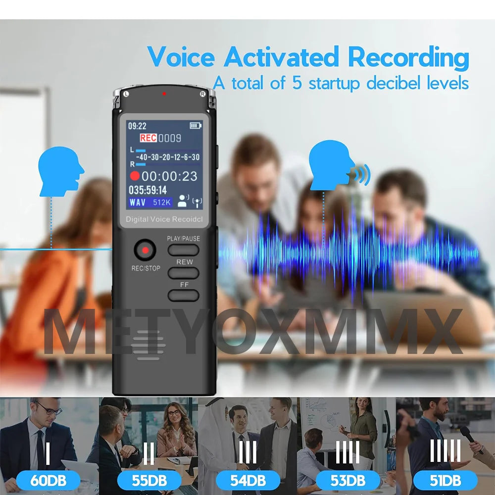 Voice Recorder - Voice Activated Recorder with Earphone & USB Charge Cable, Digital Voice Recorder with Playback for Lectures &