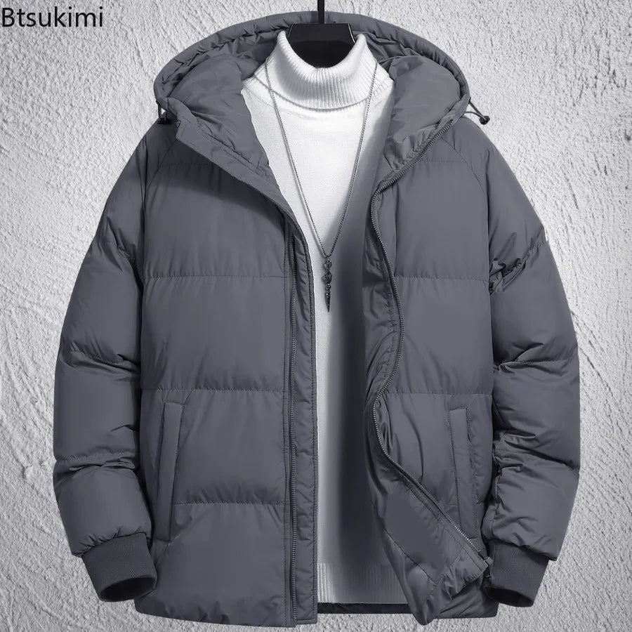 Men's Winter Coat Casual Sport Jacket Cotton Thickened Hooded Jacket Casual Sport Loose Solid Hooded Autumn Winter Warm Jackets