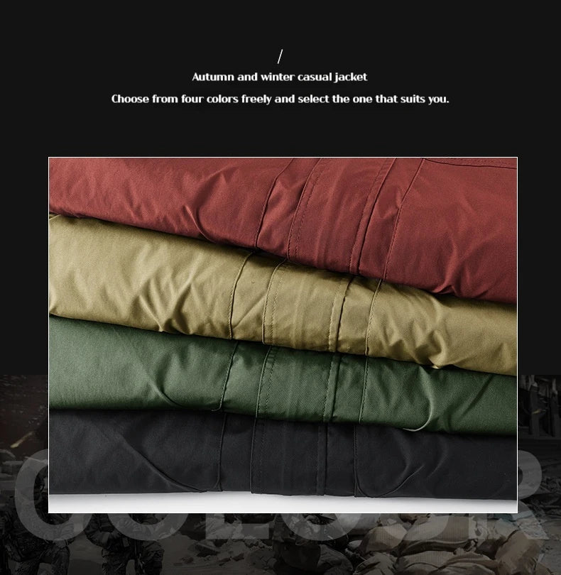 Thermal Winter Coat for Men Heavy Duty Warm Padded Jacket with Hood Windproof Loose Fit Outdoor Anorak for Cold Weather Fashion