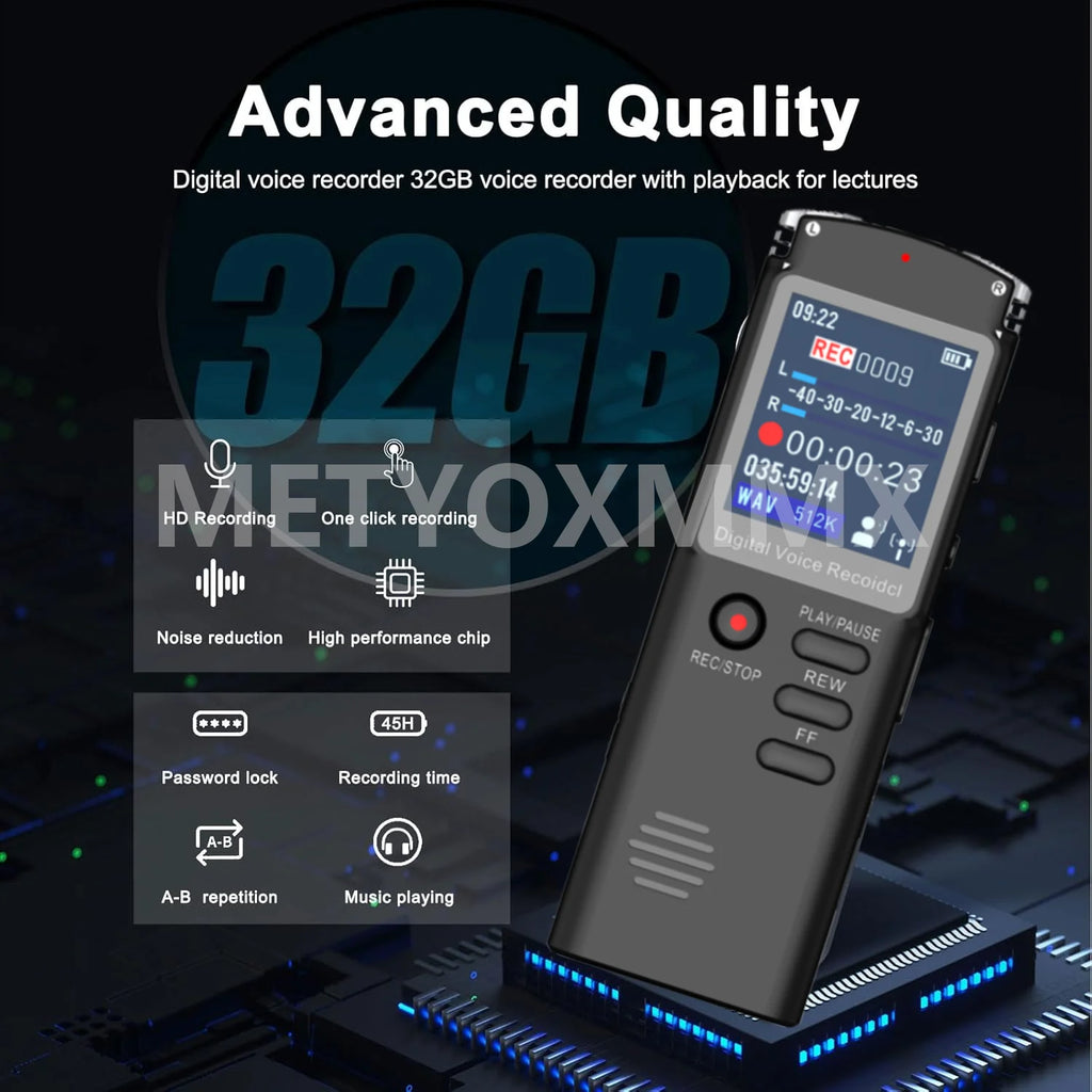 Voice Recorder - Voice Activated Recorder with Earphone & USB Charge Cable, Digital Voice Recorder with Playback for Lectures &