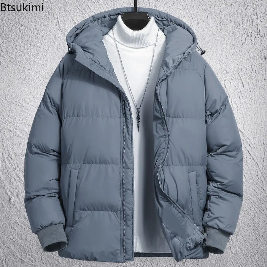 Men's Winter Coat Casual Sport Jacket Cotton Thickened Hooded Jacket Casual Sport Loose Solid Hooded Autumn Winter Warm Jackets