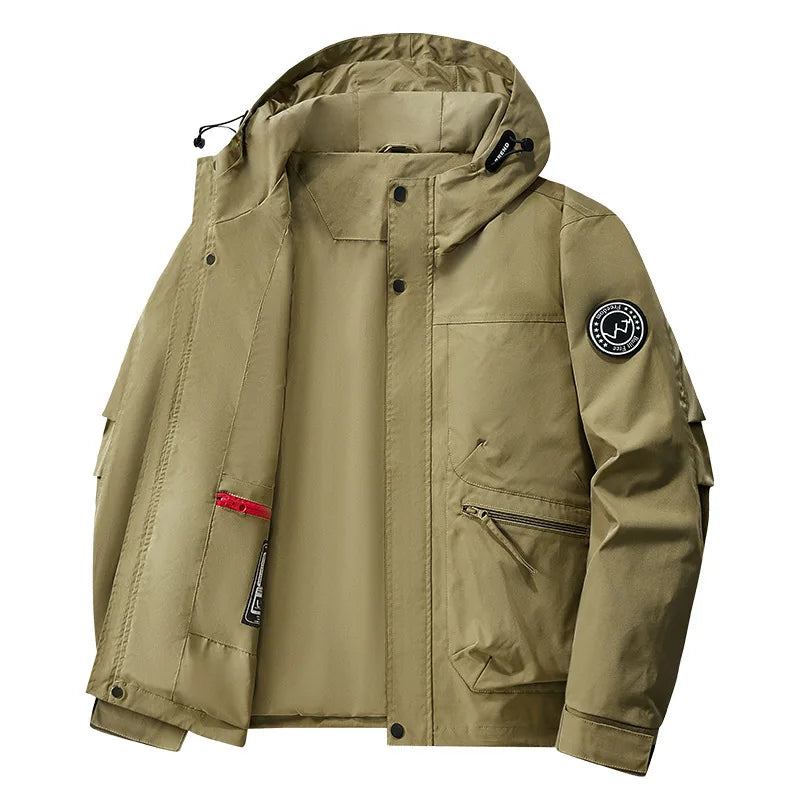 Thermal Winter Coat for Men Heavy Duty Warm Padded Jacket with Hood Windproof Loose Fit Outdoor Anorak for Cold Weather Fashion